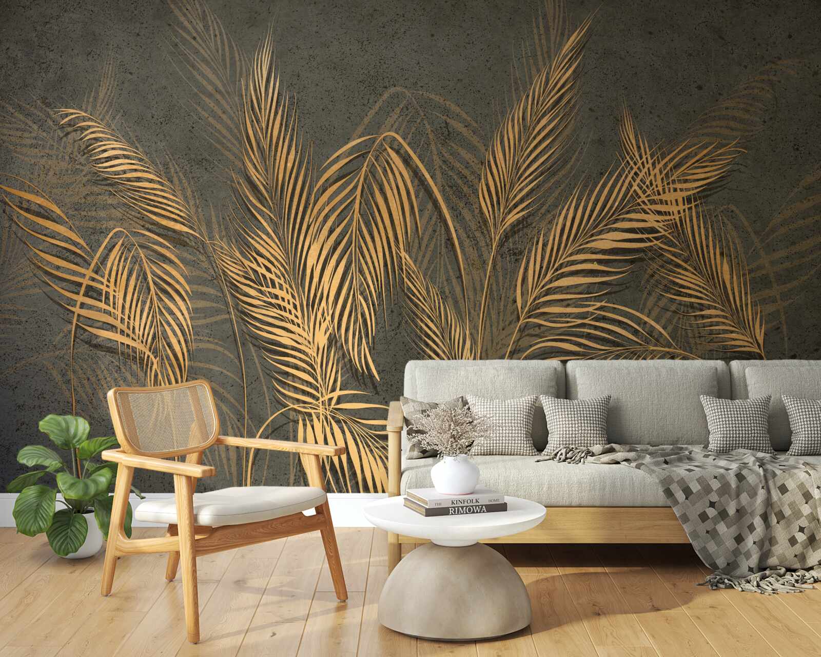 Fotobehang gierstoorveren in gouden licht