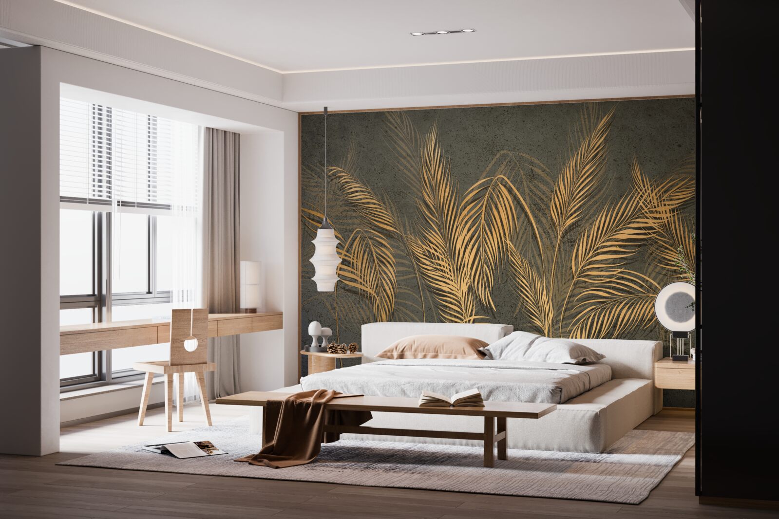 Fotobehang gierstoorveren in gouden licht