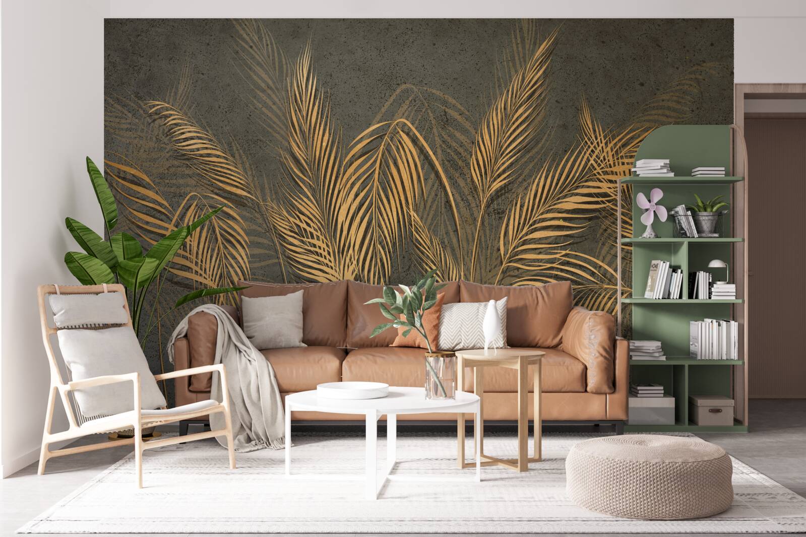 Fotobehang gierstoorveren in gouden licht