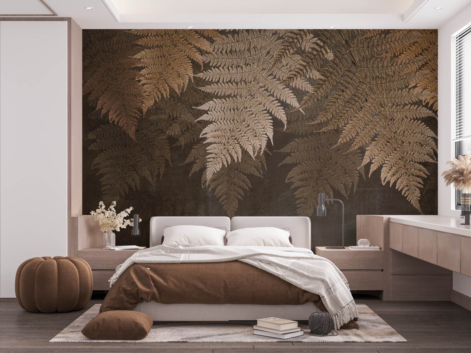 Fotobehang dicht varenblad in de herfst