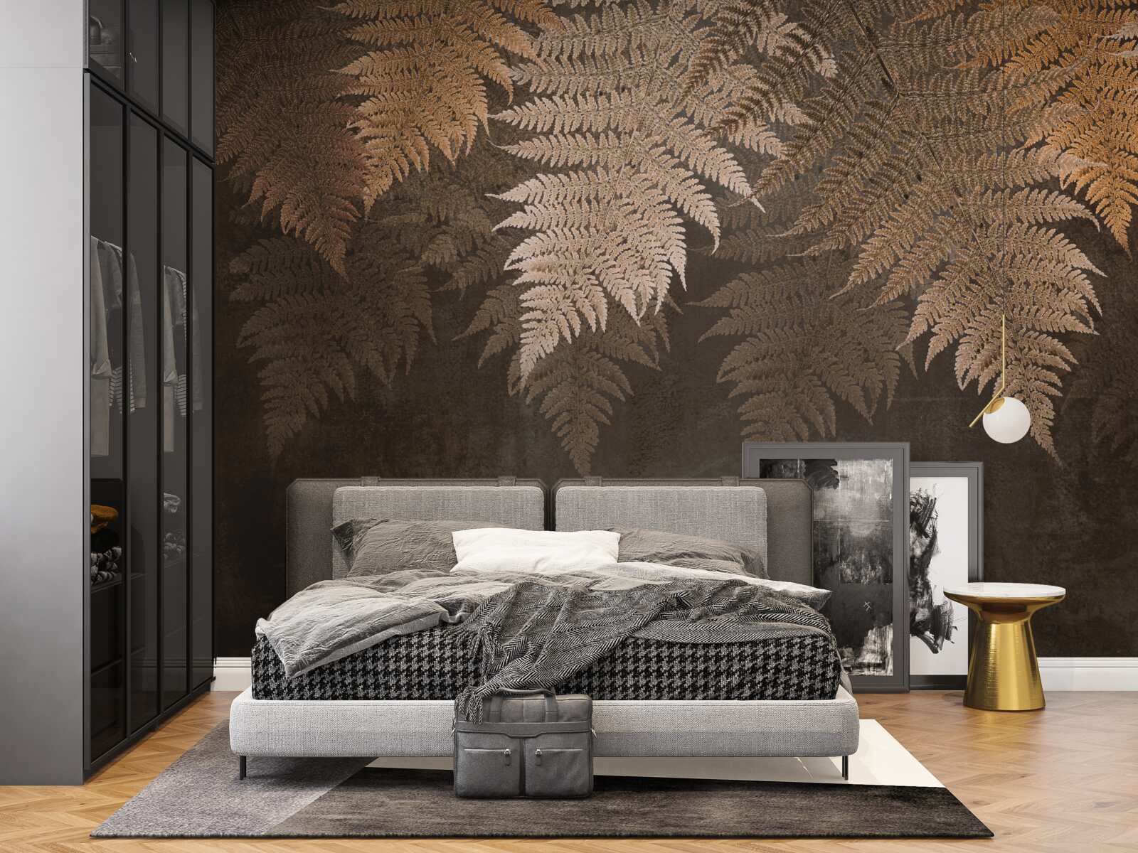 Fotobehang dicht varenblad in de herfst