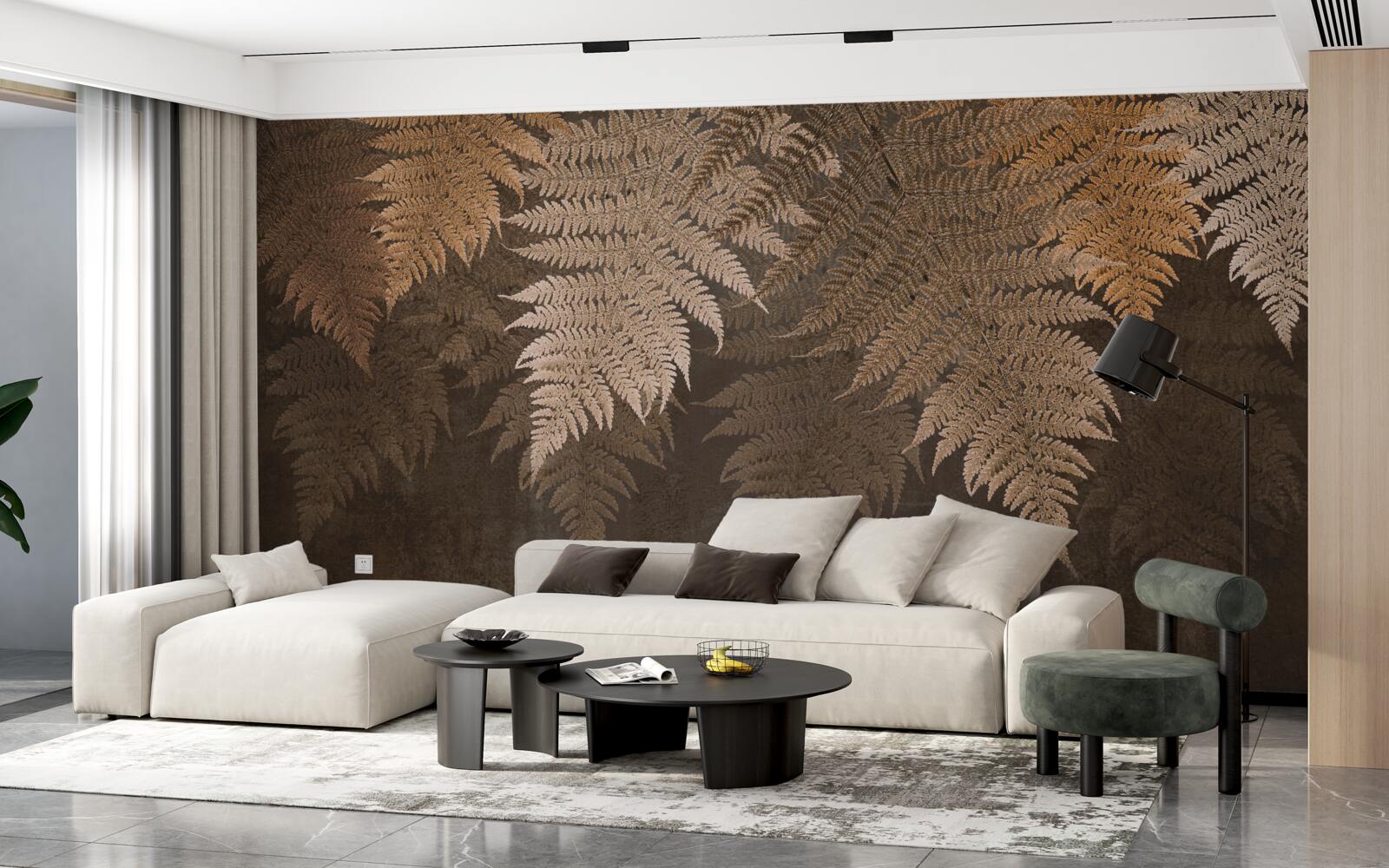 Fotobehang dicht varenblad in de herfst