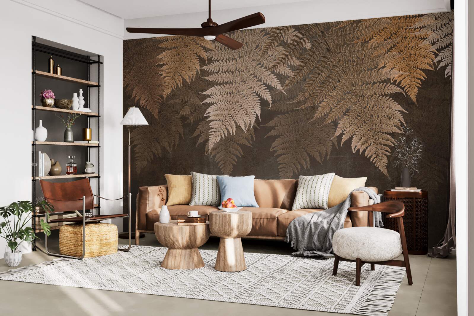 Fotobehang dicht varenblad in de herfst