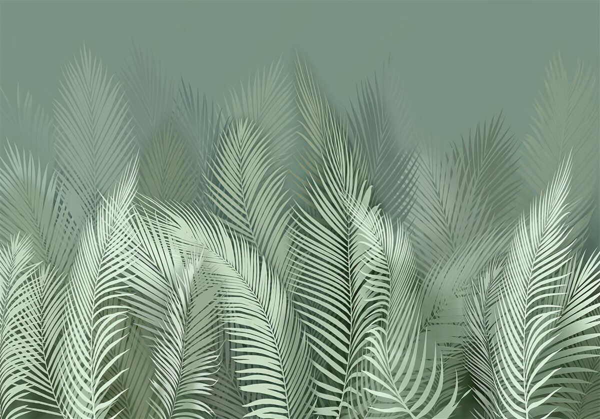 Fotobehang groene palmbladeren