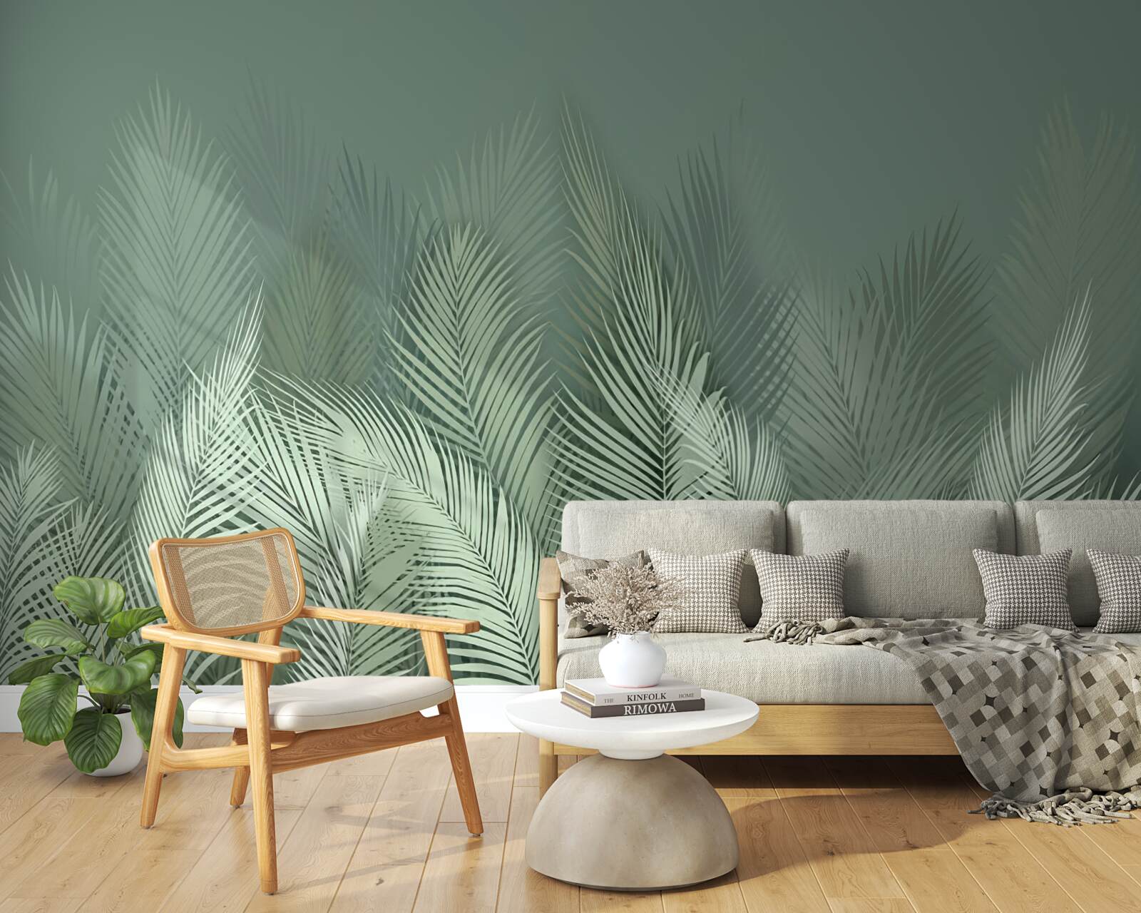 Fotobehang groene palmbladeren