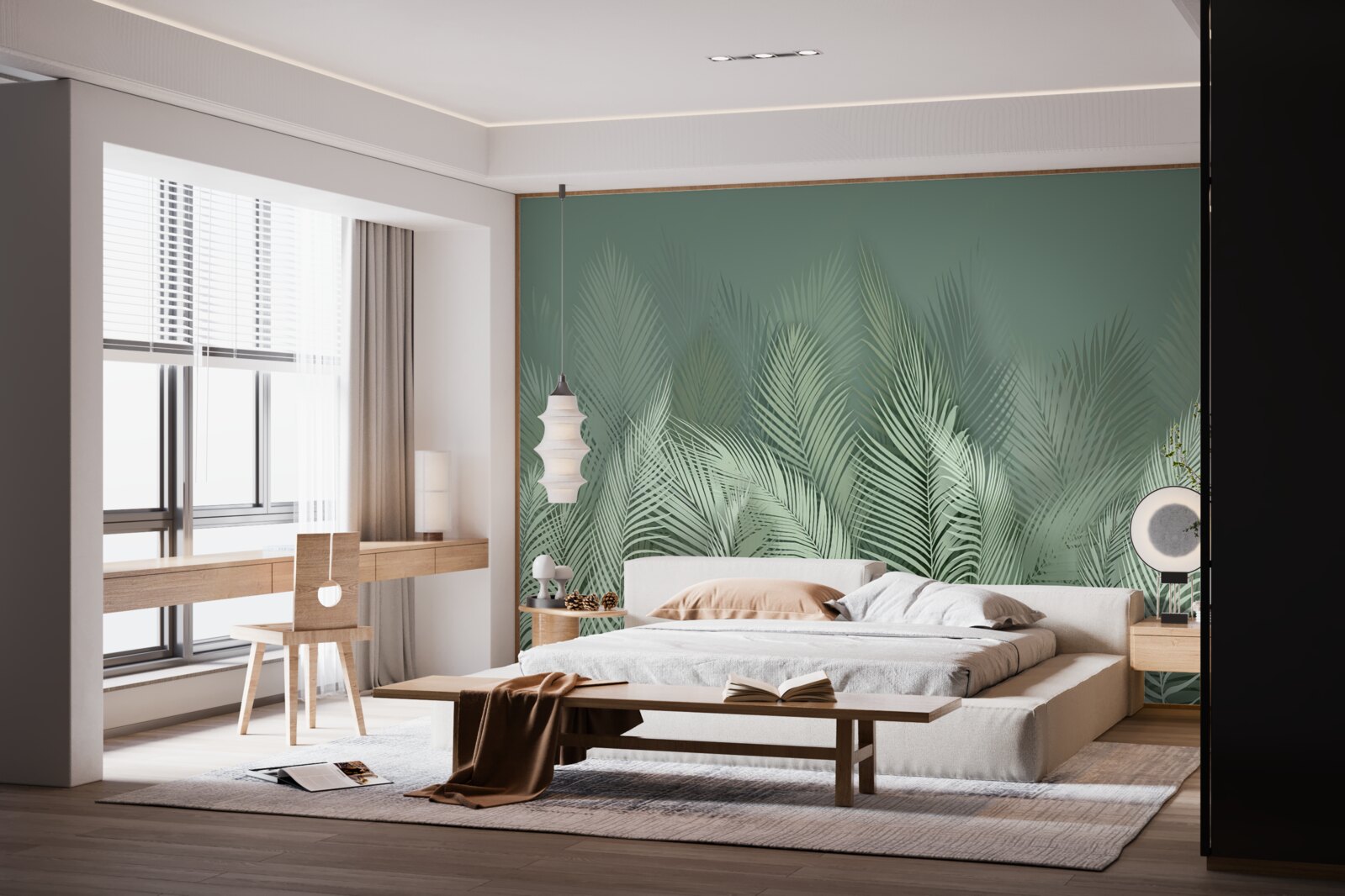 Fotobehang groene palmbladeren