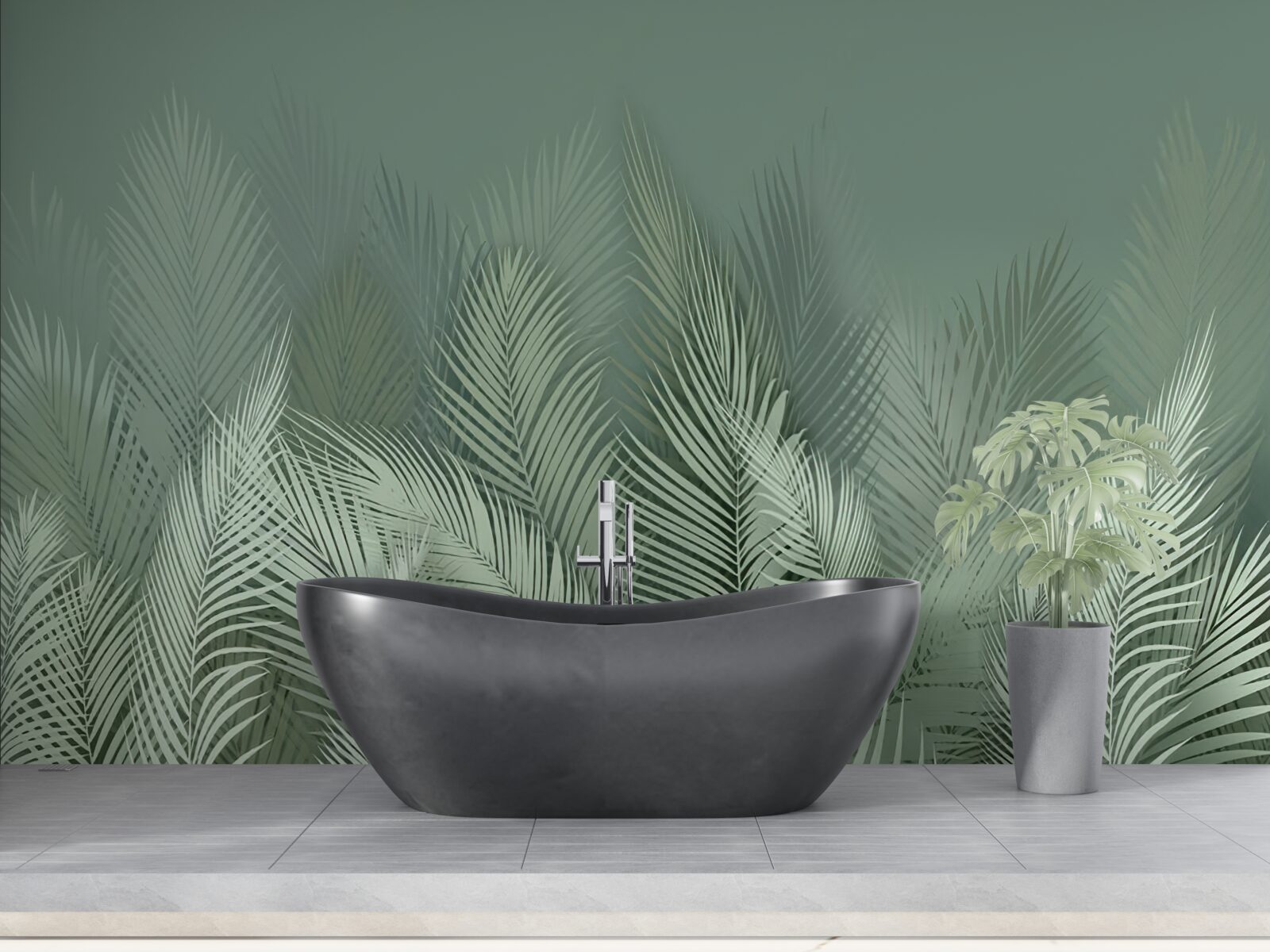 Fotobehang groene palmbladeren