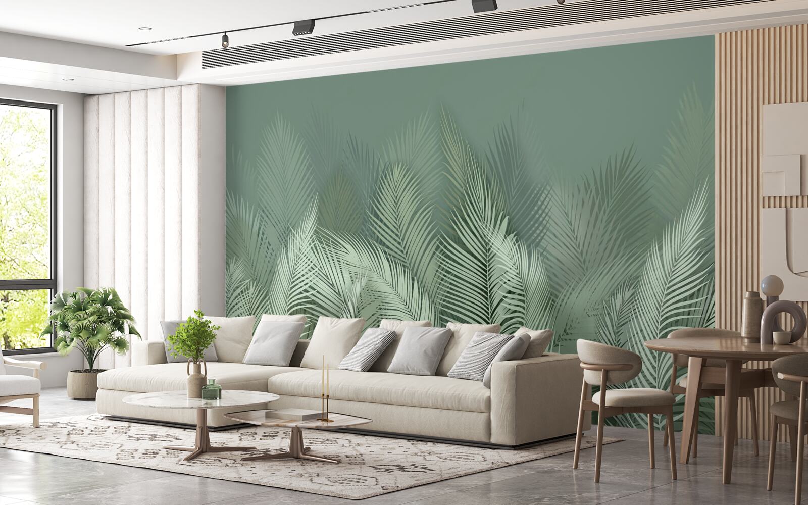 Fotobehang groene palmbladeren