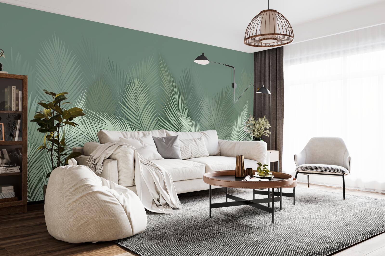 Fotobehang groene palmbladeren