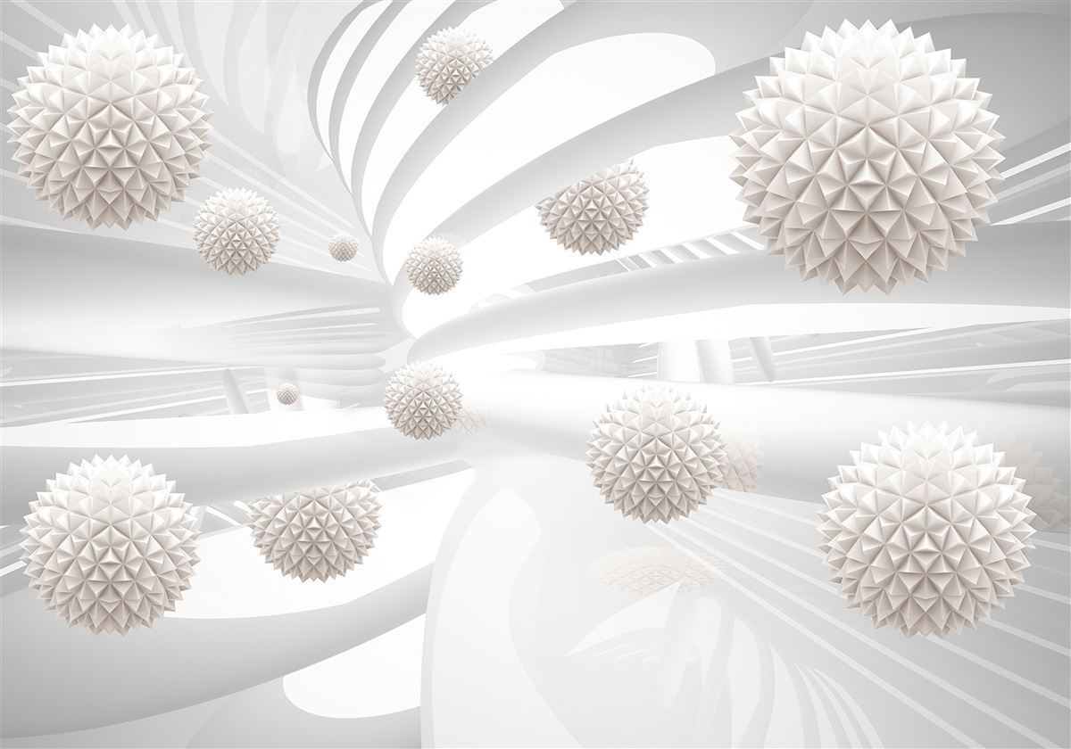 Fotobehang scherpe ballen die in een buis vliegen