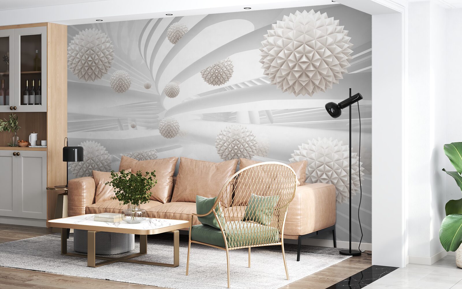 Fotobehang scherpe ballen die in een buis vliegen