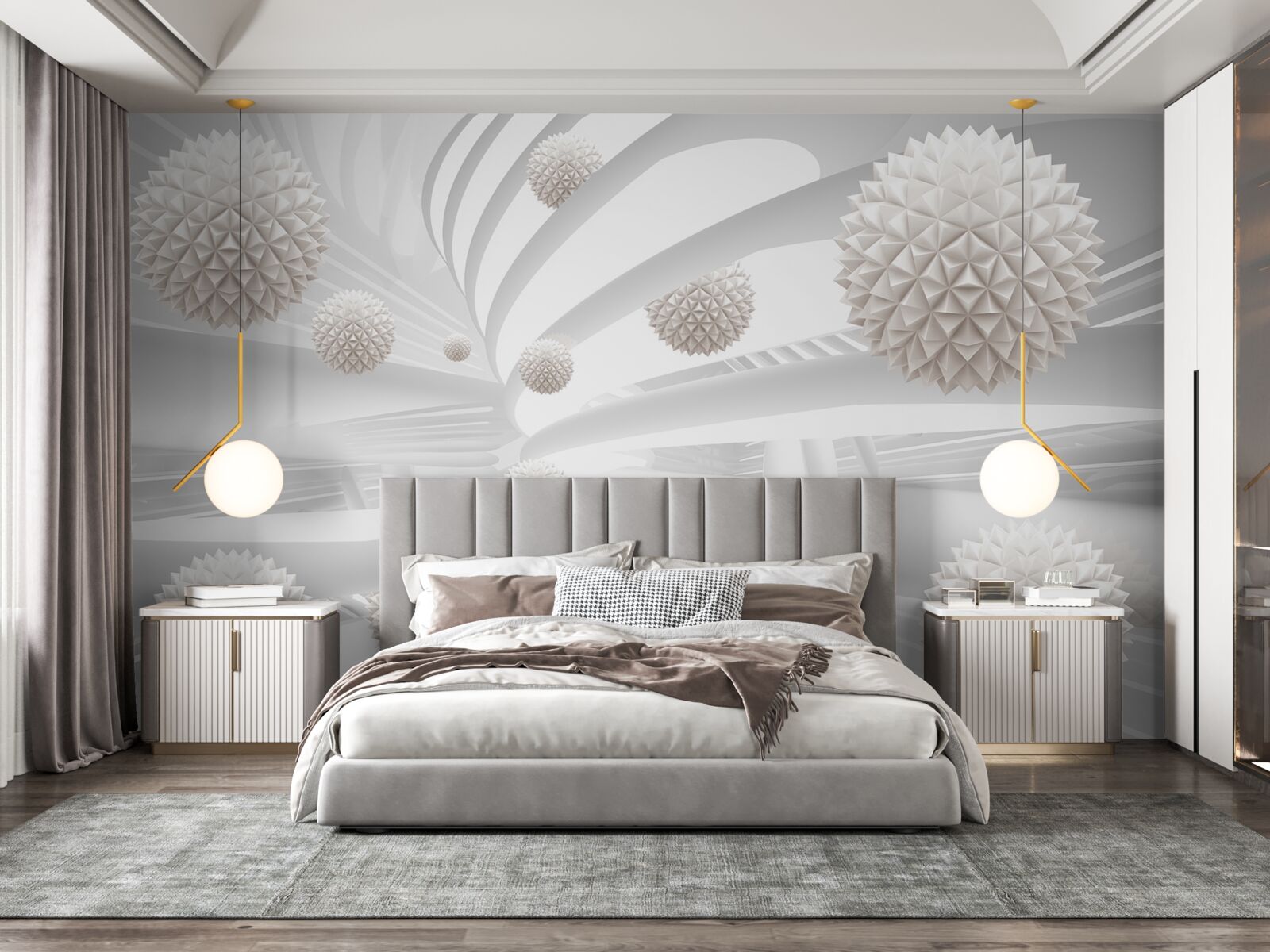 Fotobehang scherpe ballen die in een buis vliegen