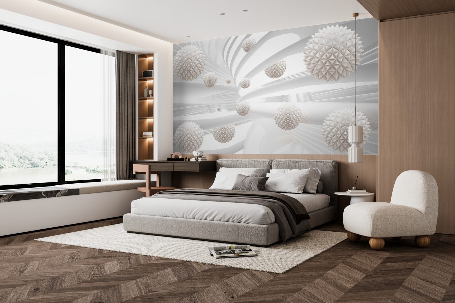 Fotobehang scherpe ballen die in een buis vliegen