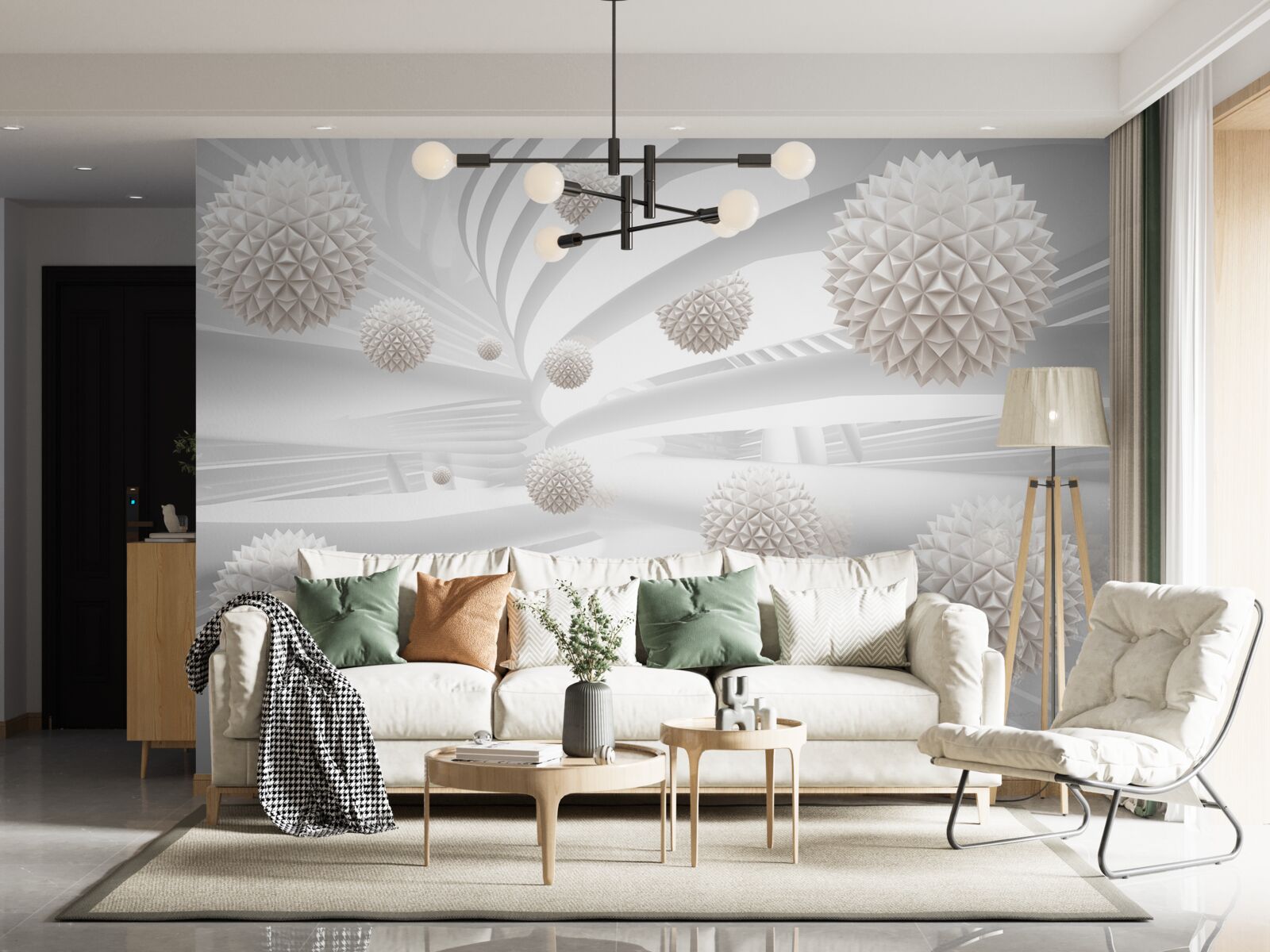 Fotobehang scherpe ballen die in een buis vliegen