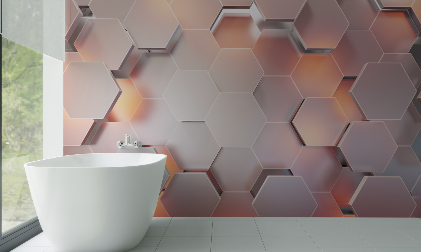 Fotobehang volumetrische zeshoeken