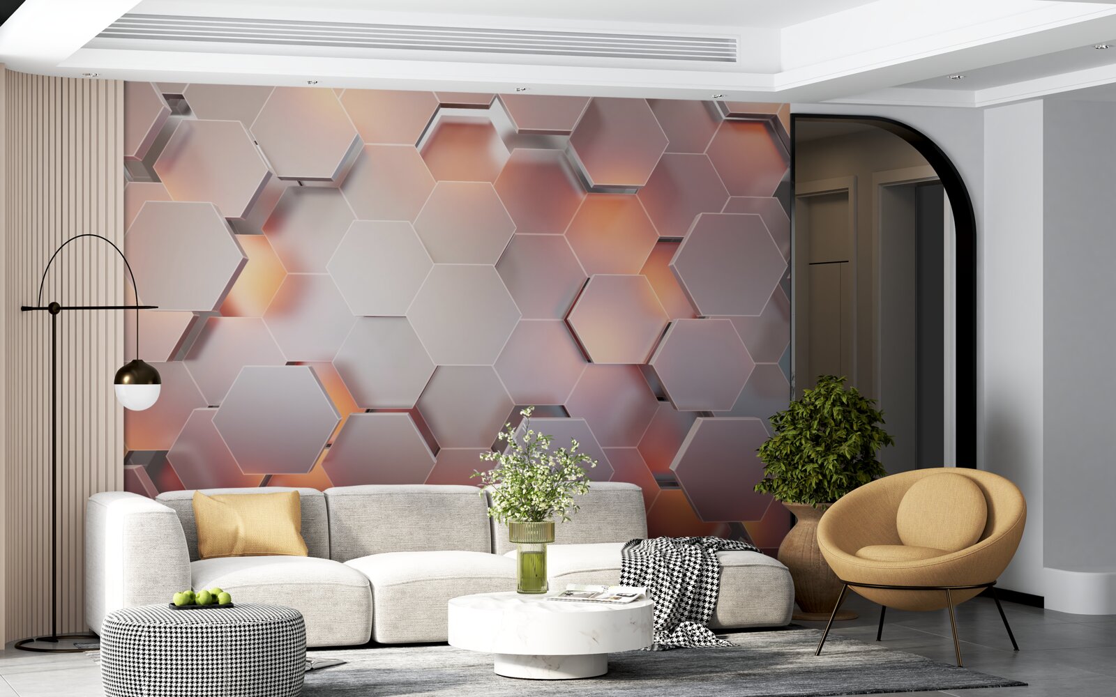 Fotobehang volumetrische zeshoeken