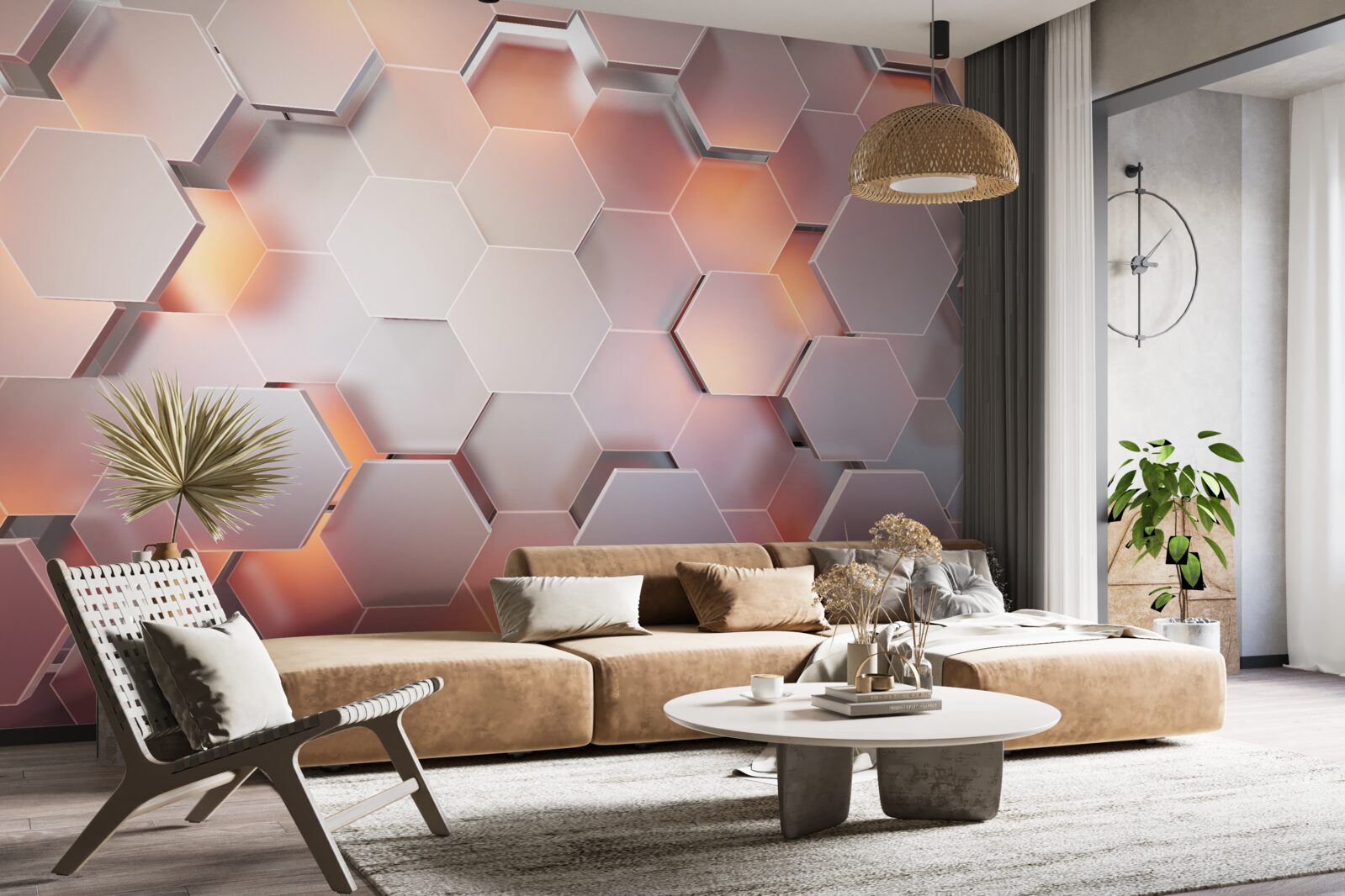 Fotobehang volumetrische zeshoeken