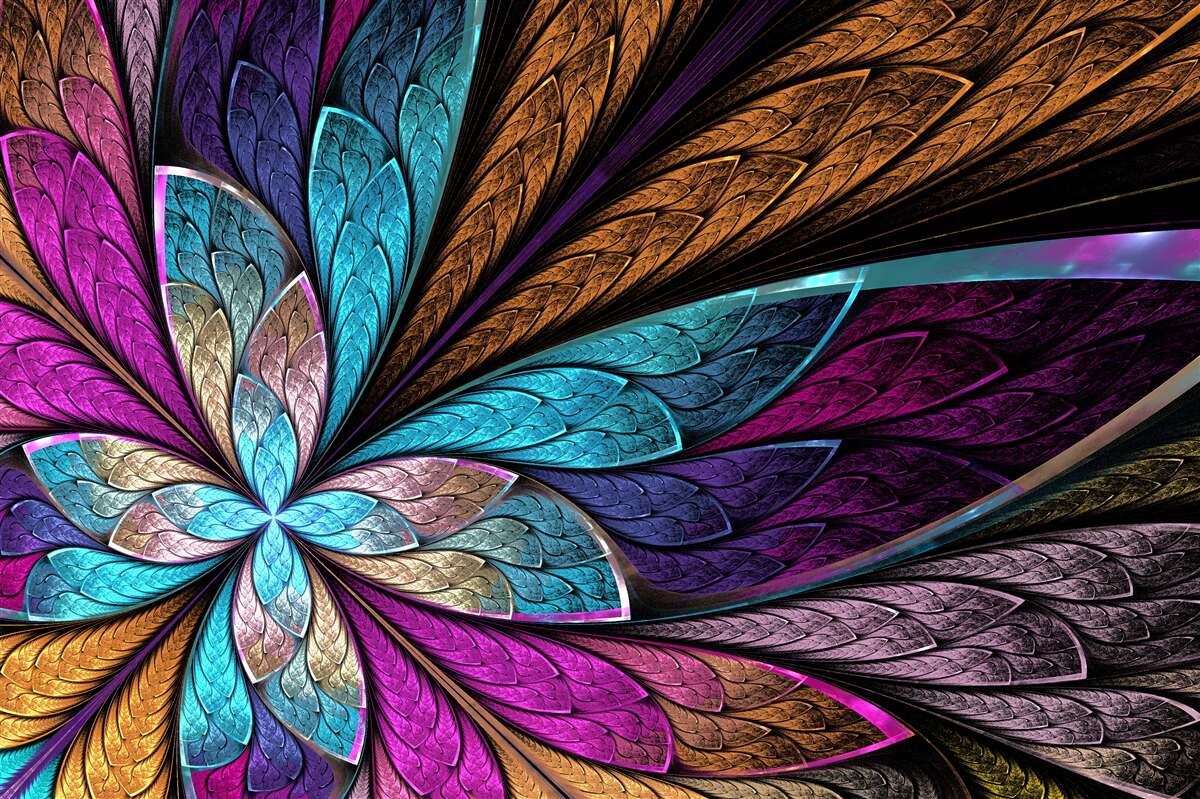 Fotobehang mozaïek van abstracte bloemblaadjes