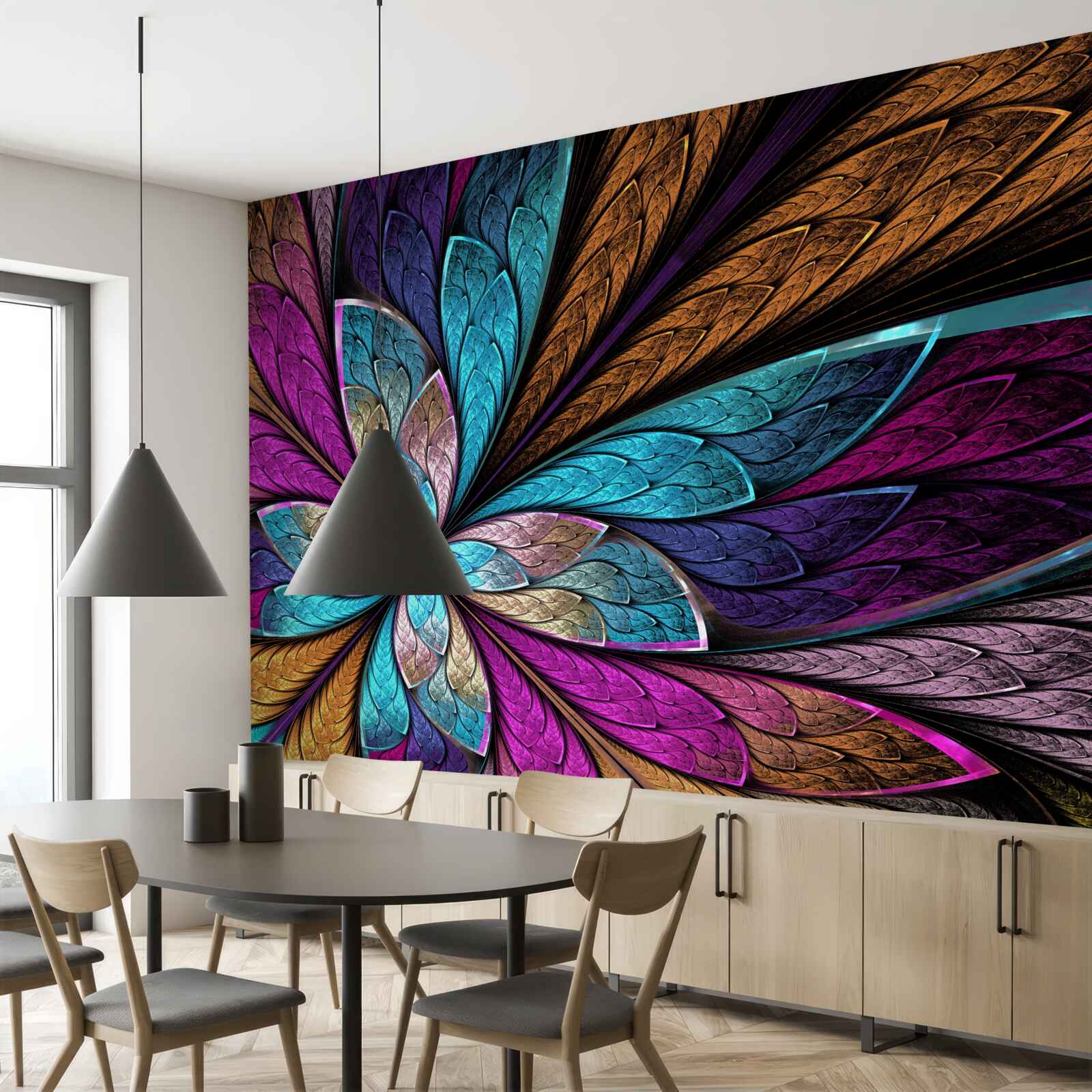 Fotobehang mozaïek van abstracte bloemblaadjes