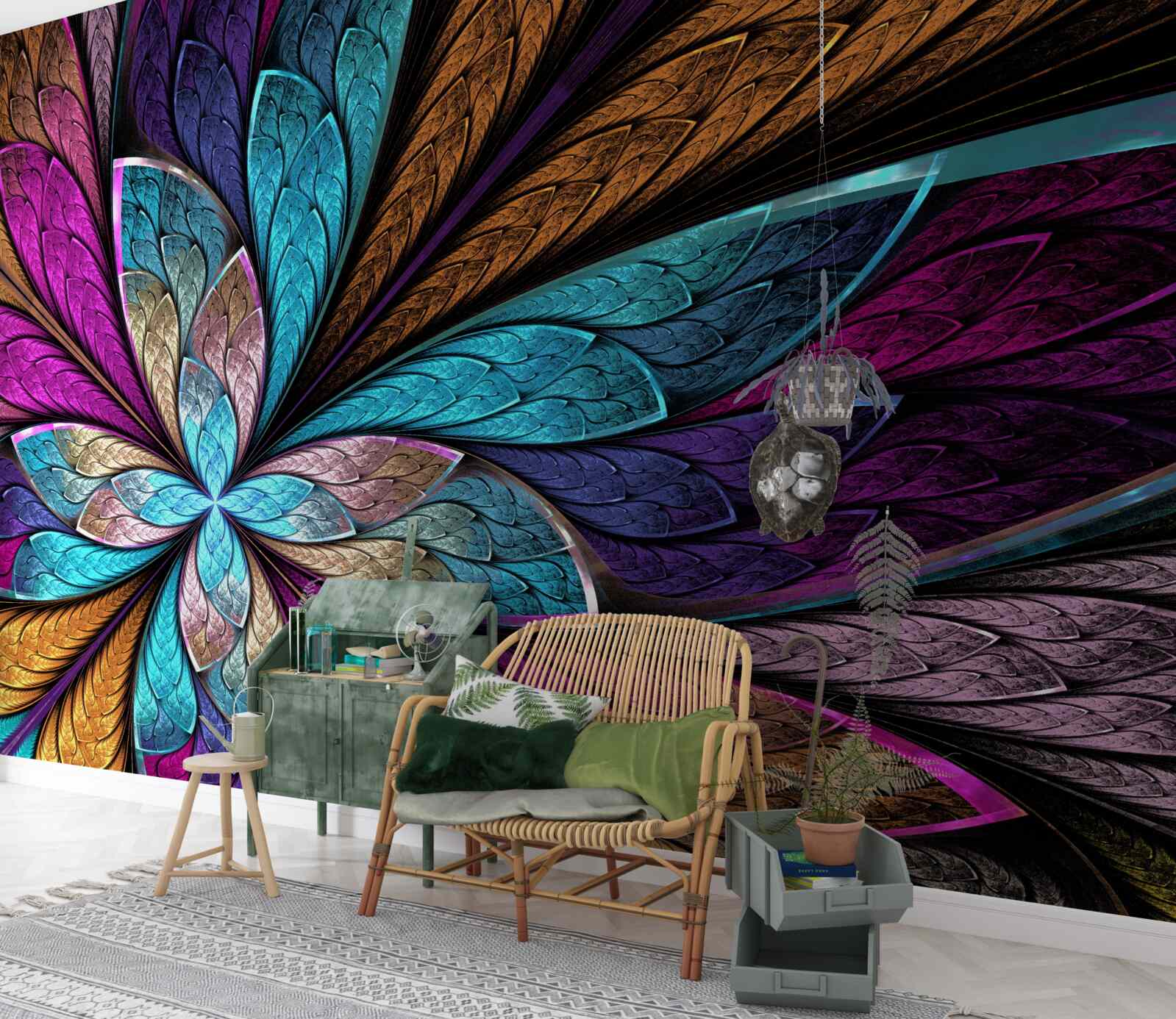 Fotobehang mozaïek van abstracte bloemblaadjes