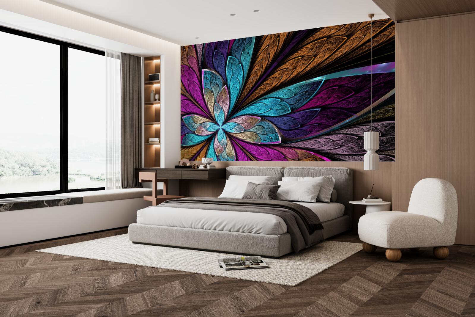 Fotobehang mozaïek van abstracte bloemblaadjes