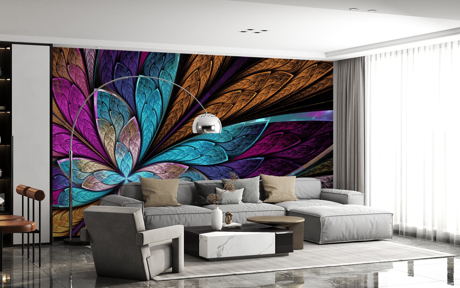 Fotobehang mozaïek van abstracte bloemblaadjes