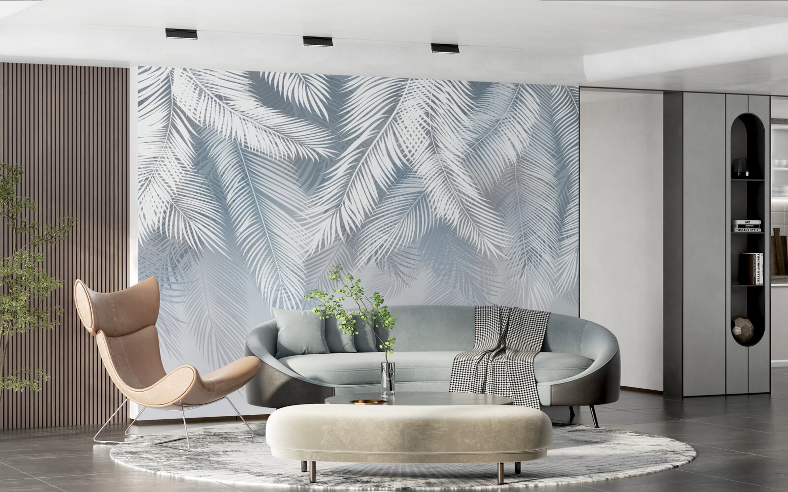 Fotobehang veerachtige bladeren, hangend