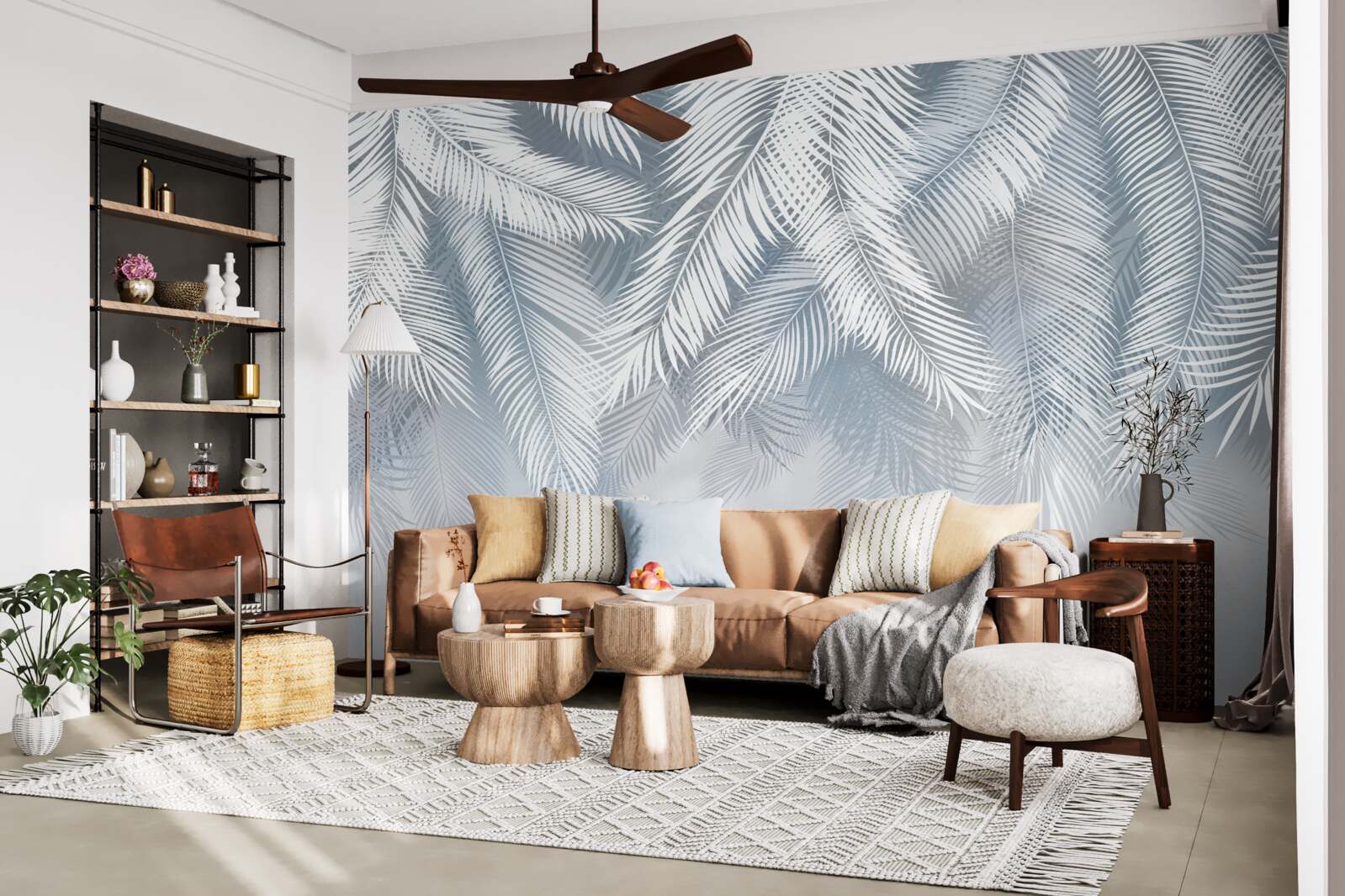 Fotobehang veerachtige bladeren, hangend