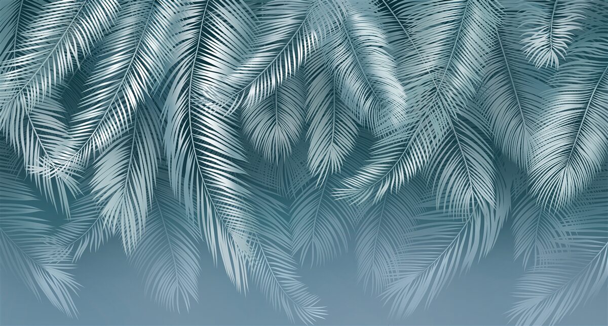 Fotobehang veerblaadjes in turkoois