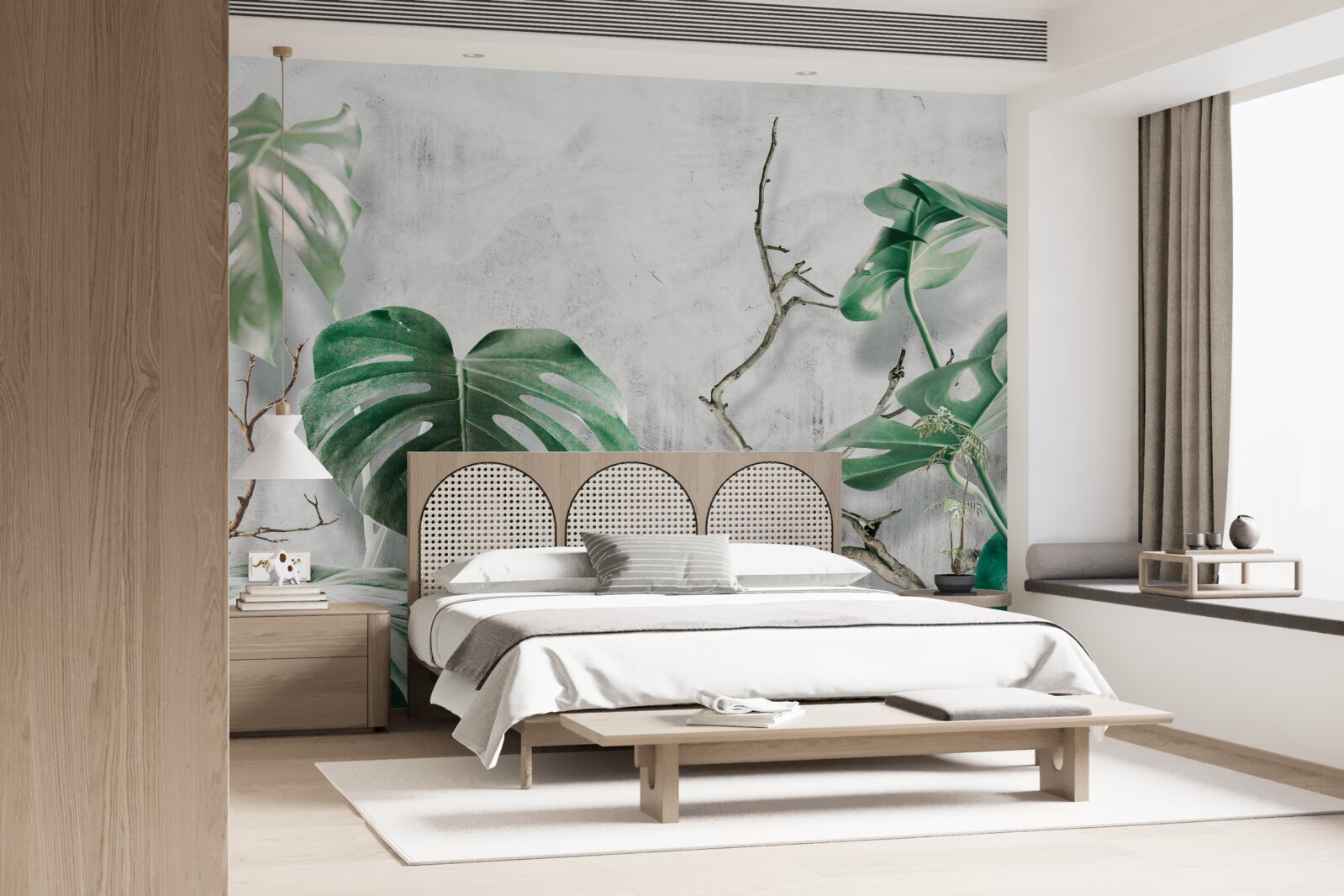 Fotobehang tropische monsters met groene takken