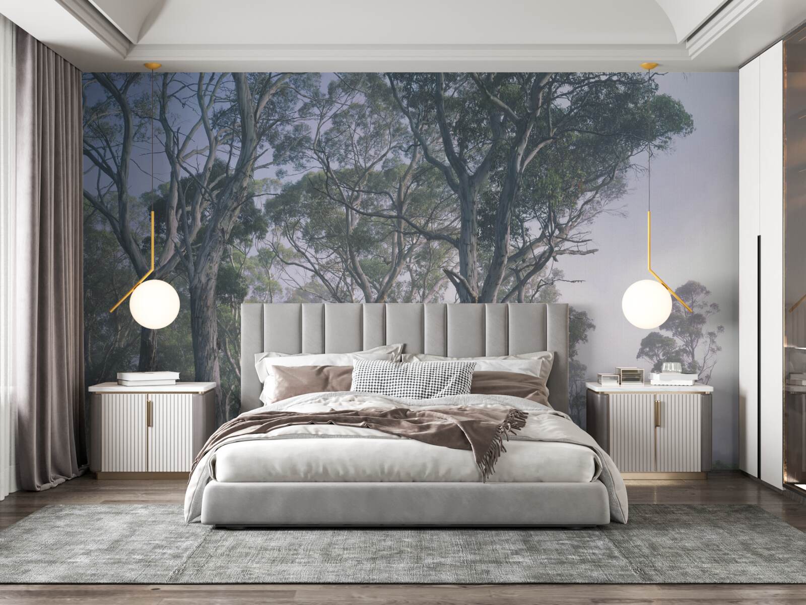 Fotobehang ochtend ontwaakt in een mistig bos