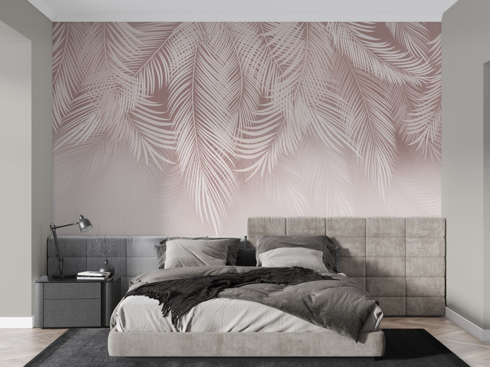 Fotobehang bleke palmbladeren hangen