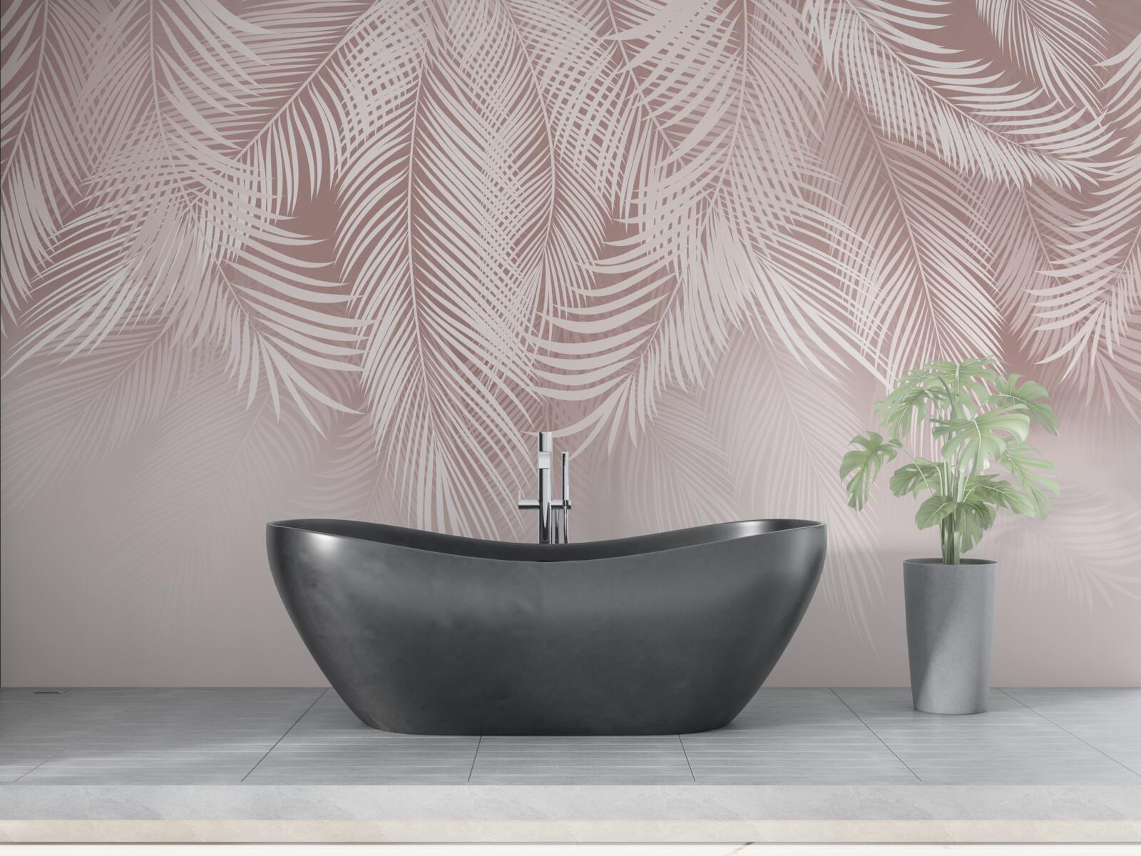 Fotobehang bleke palmbladeren hangen