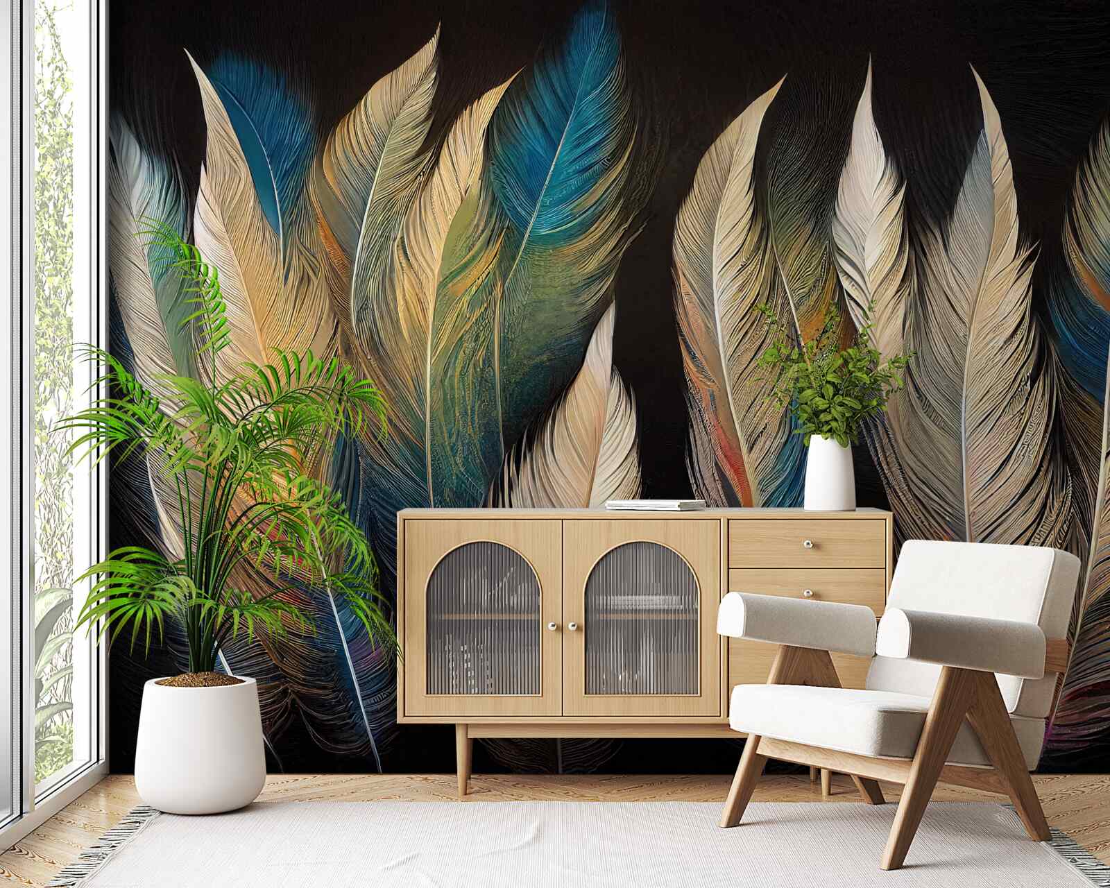 Fotobehang structuur gemaakt van vogelveren