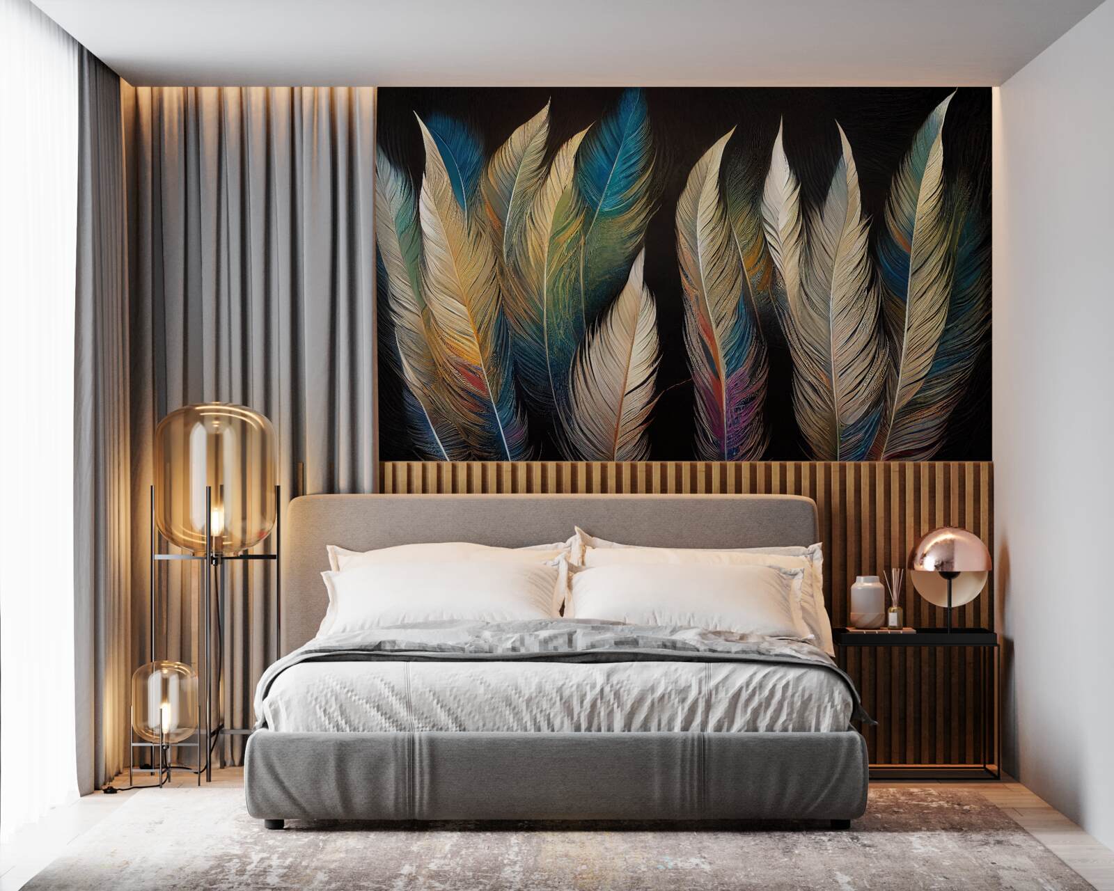 Fotobehang structuur gemaakt van vogelveren