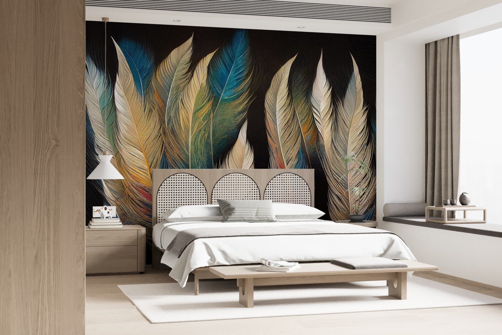 Fotobehang structuur gemaakt van vogelveren