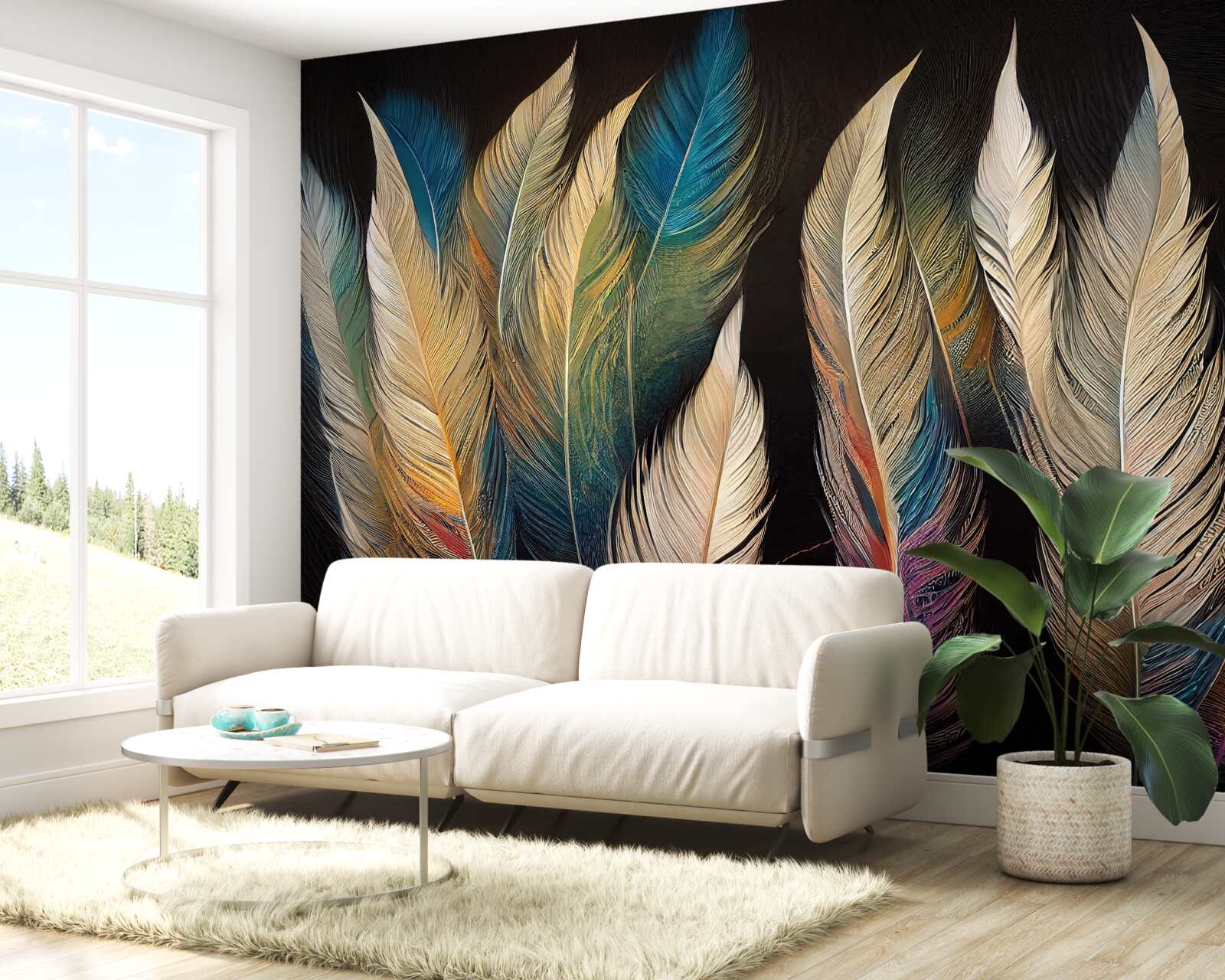 Fotobehang structuur gemaakt van vogelveren