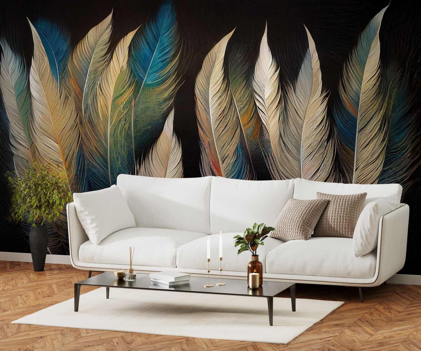 Fotobehang structuur gemaakt van vogelveren