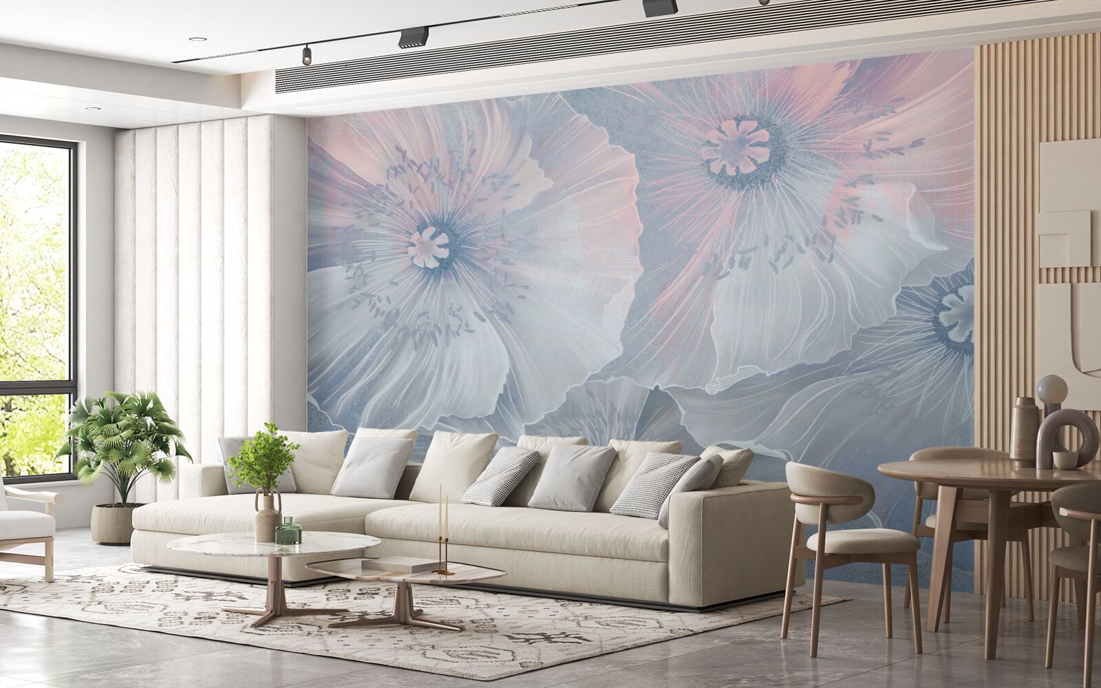 Fotobehang achtergrondafbeelding met klaprozen die van kleur veranderen als kameleons