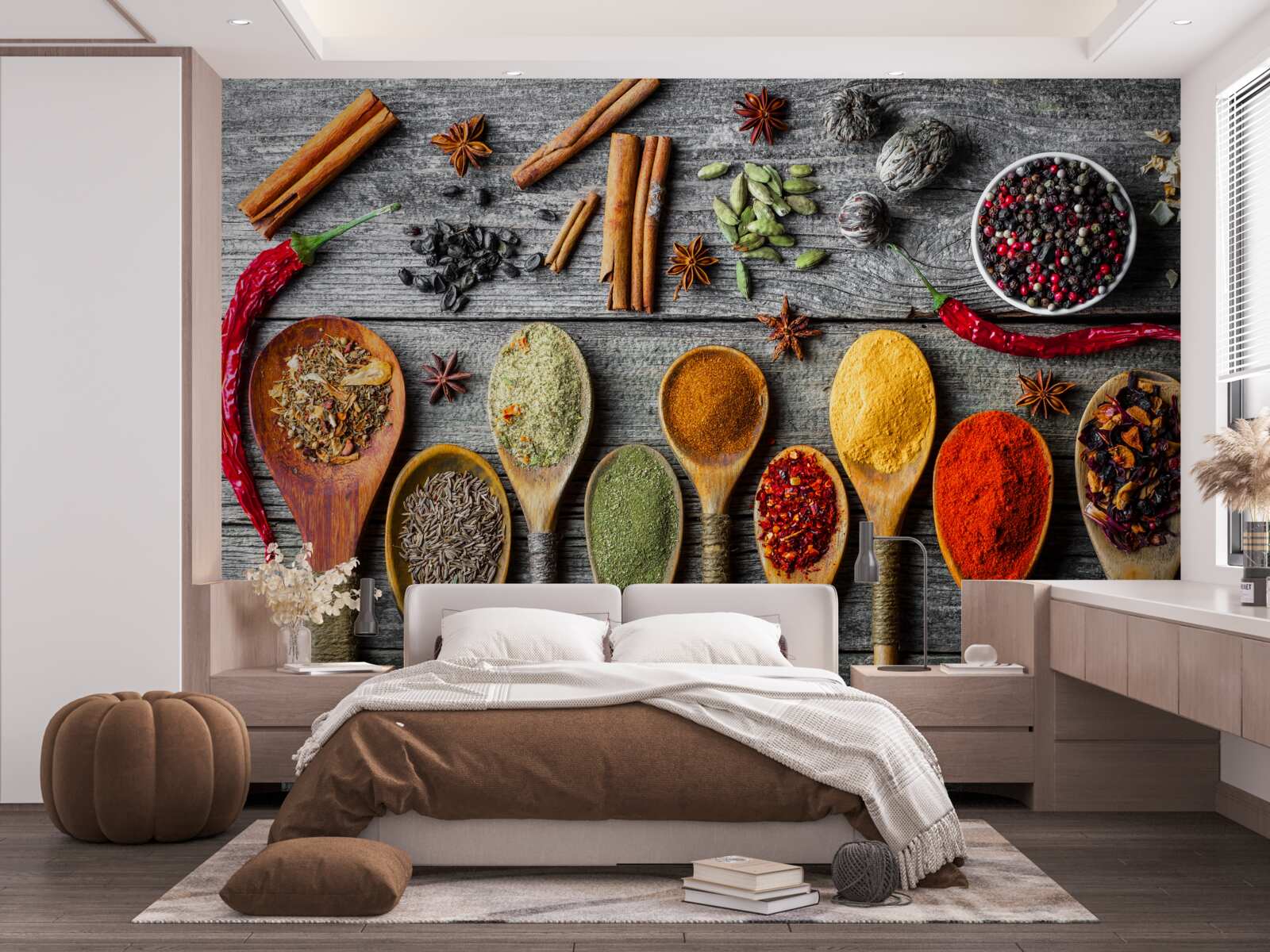 Fotobehang lichte specerijen in bestek