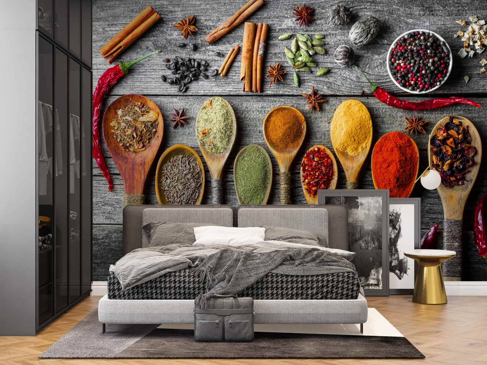 Fotobehang lichte specerijen in bestek