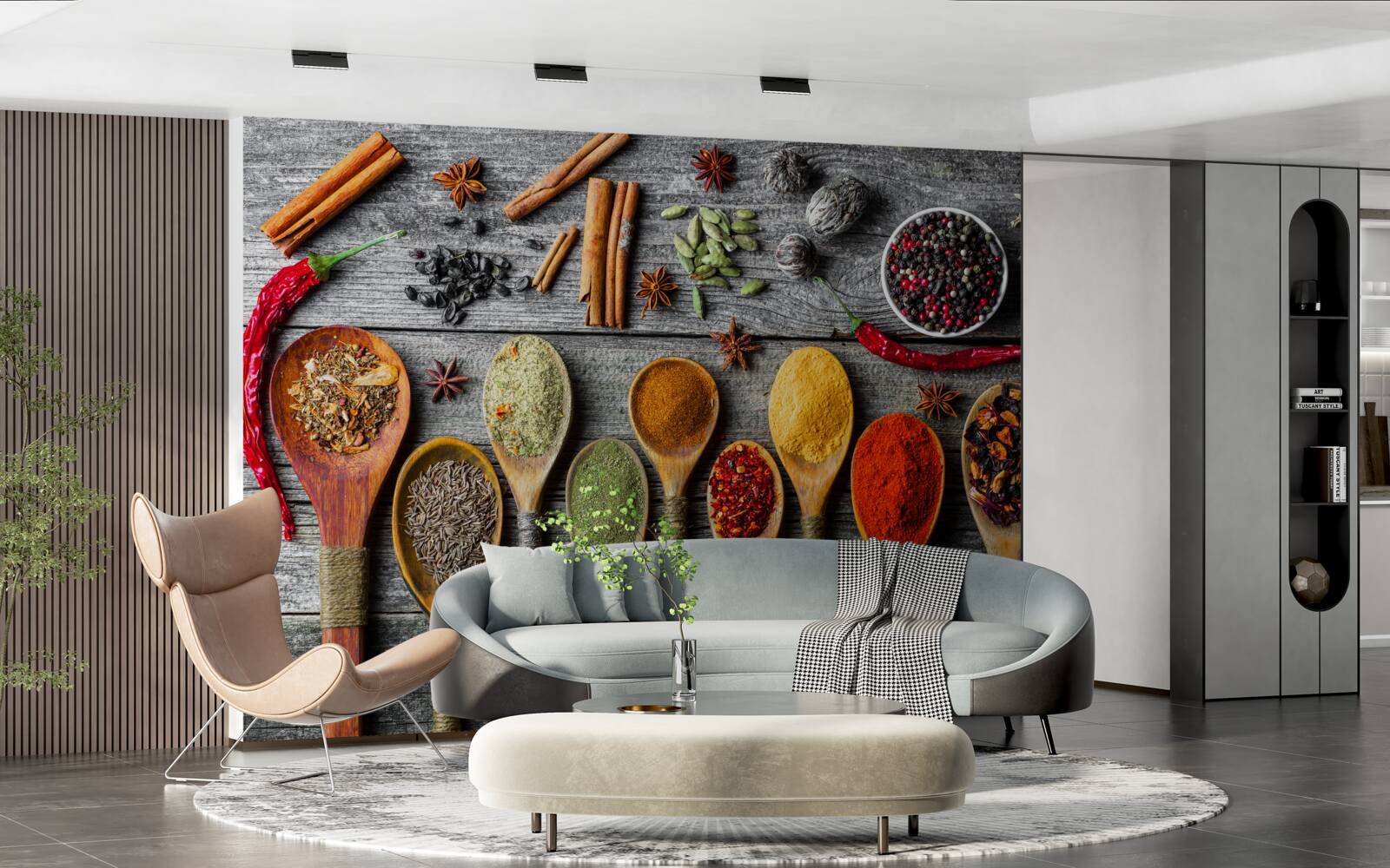 Fotobehang lichte specerijen in bestek