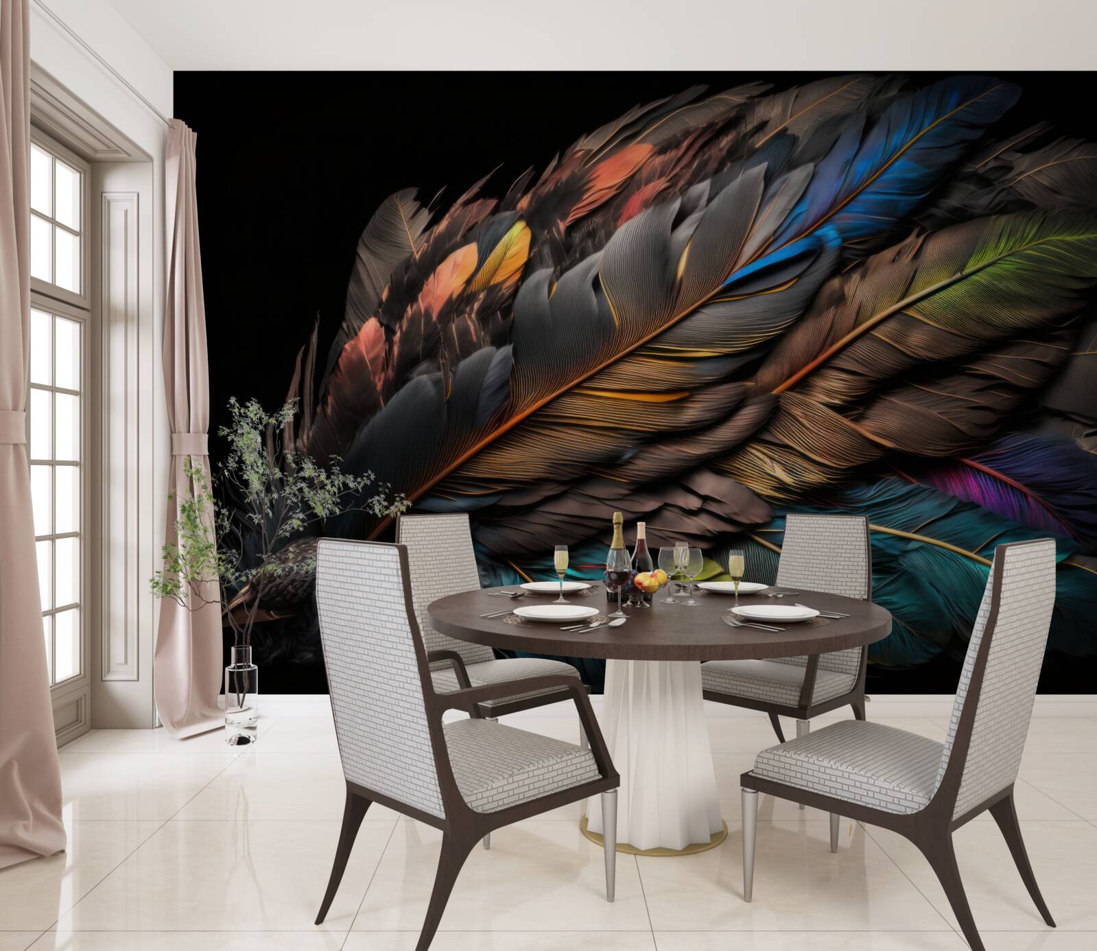 Fotobehang lichte kleur van vogelveren