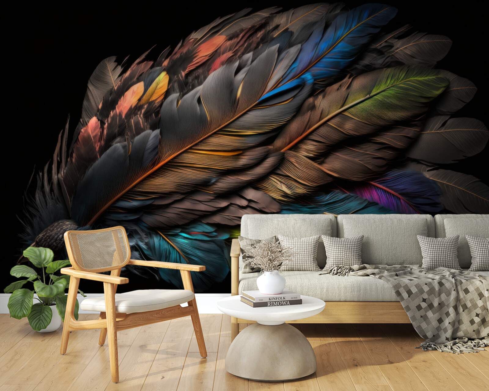 Fotobehang lichte kleur van vogelveren