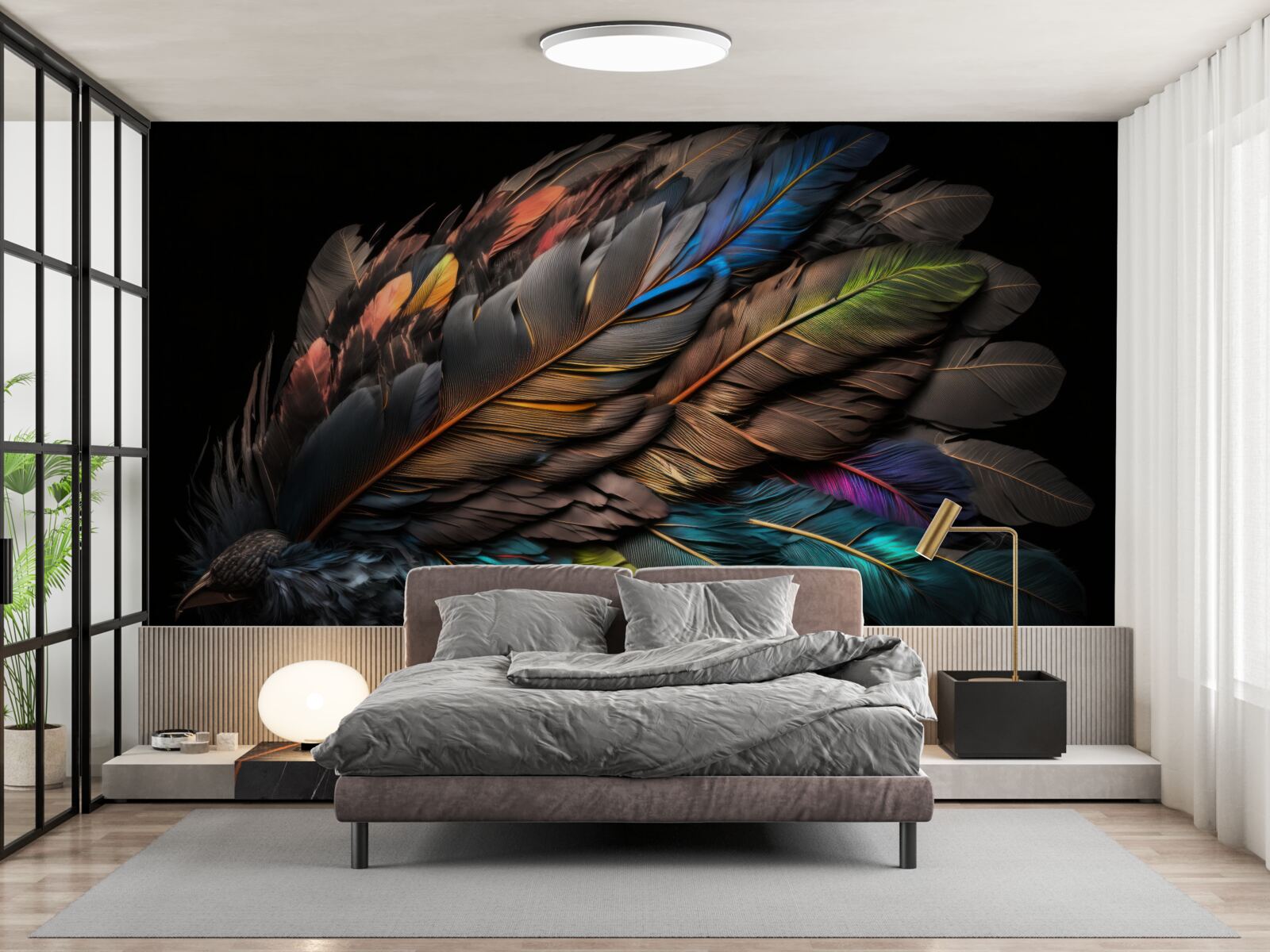 Fotobehang lichte kleur van vogelveren