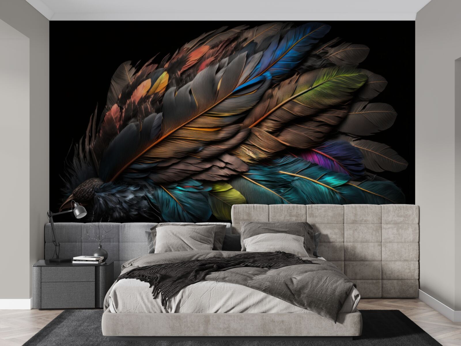 Fotobehang lichte kleur van vogelveren