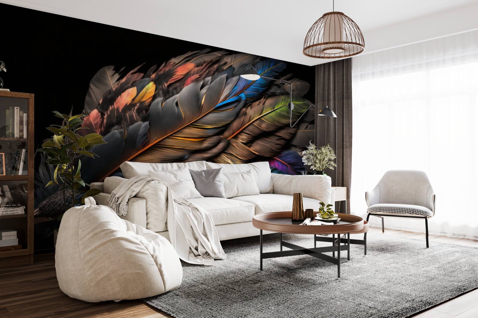 Fotobehang lichte kleur van vogelveren