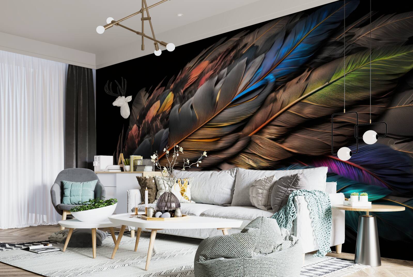 Fotobehang lichte kleur van vogelveren