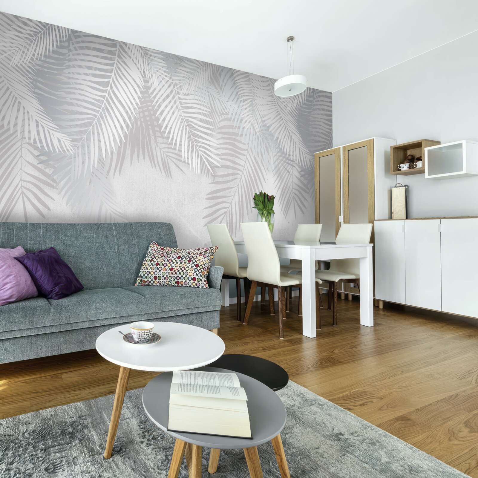 Fotobehang palmbladeren op een witte achtergrond