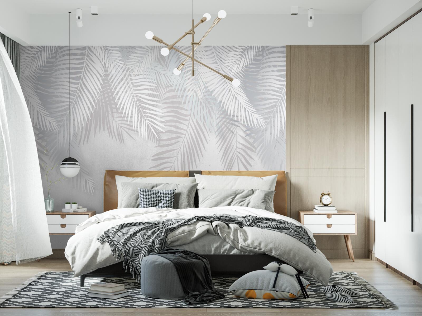 Fotobehang palmbladeren op een witte achtergrond